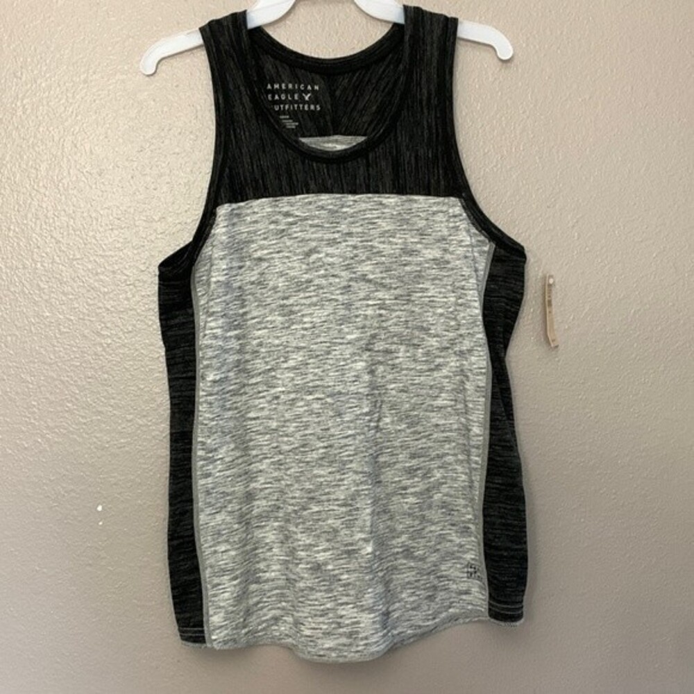 American Eagle mens small tank top gray/black Heathered XS